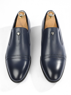 Мужские кожаные туфли Vorsh, полуброги без шнурков, V5091 синие