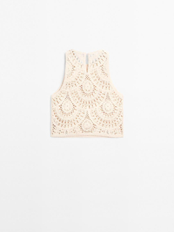 Massimo Dutti Вязаный Топ, Кремовый