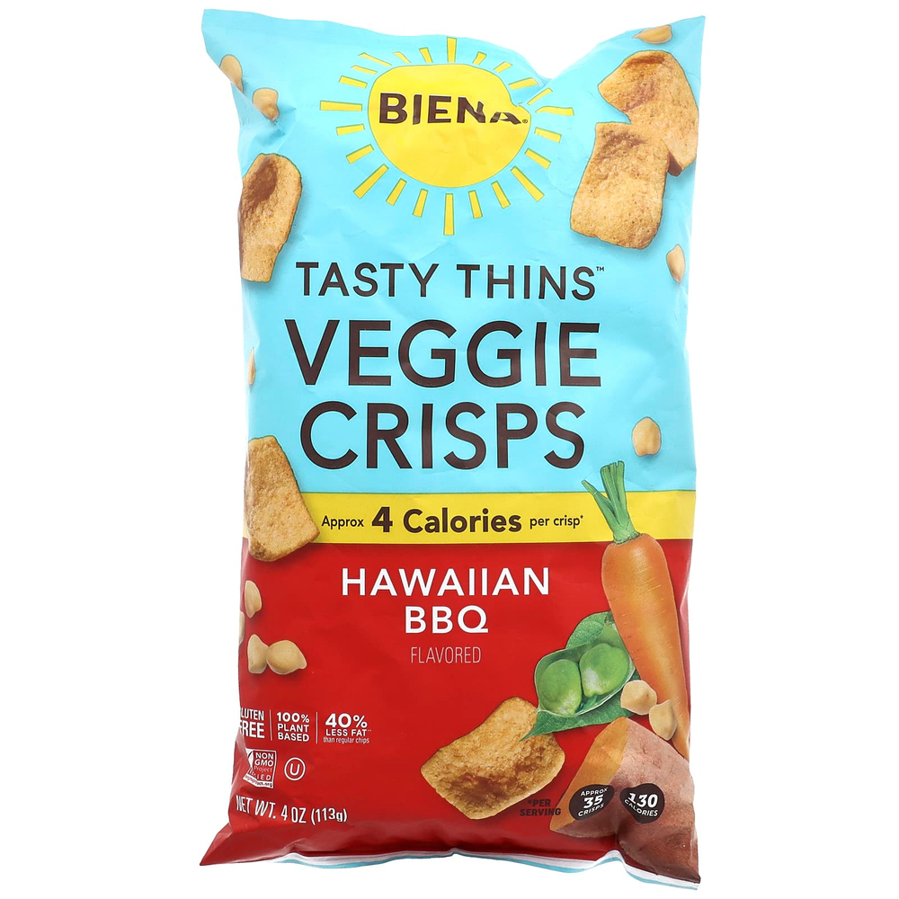BIENA, Tasty Thins™ Veggie Crisps, Hawaiian BBQ, 4 oz (113 g)