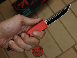 Нож Microtech Ultratech T/E - красная рукоять, танто черный клинок RK-353