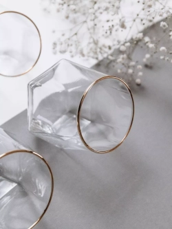 Набор шестигранных стаканов, 330мл, золотая кайма, 6 шт.