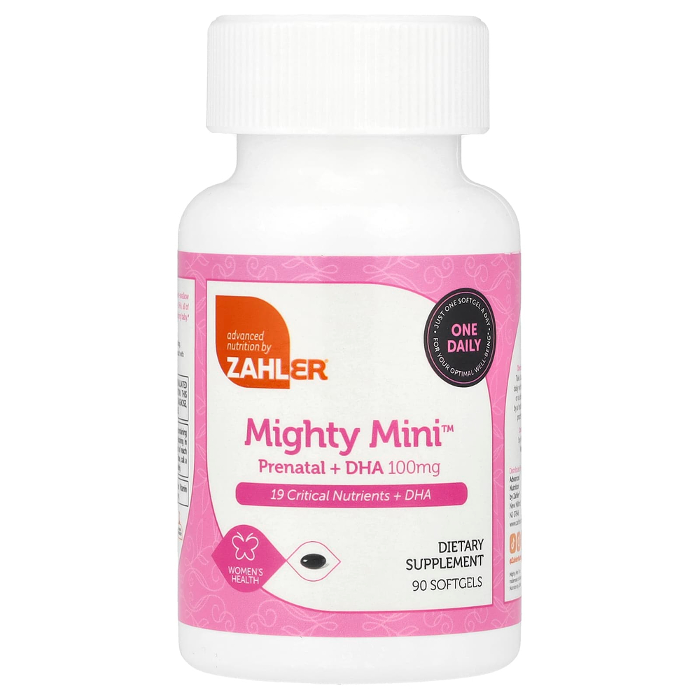Zahler, Mighty Mini Prenatal + DHA, 100 мг, 90 мягких таблеток