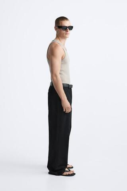 ZARA ФУТБОЛКА В РУБЧИК БЕЗ РУКАВОВ, СЕРОВАТО-КОРИЧНЕВЫЙ