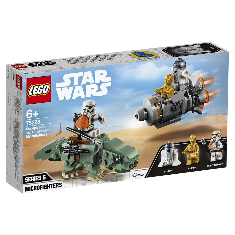 LEGO Star Wars: Микрофайтеры: Спасательная капсула и дьюбэк 75228 — Escape Pod vs. Dewback Microfighters — Лего Звездные войны Стар Ворз