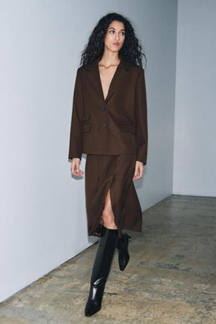 ZARA ЮБКА В СКЛАДКУ — ZW COLLECTION, КОРИЧНЕВЫЙ