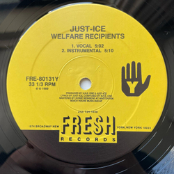 Винтажная виниловая пластинка Just Ice Somoshitbyjust ice, Welfare Recipient's (США 1989)