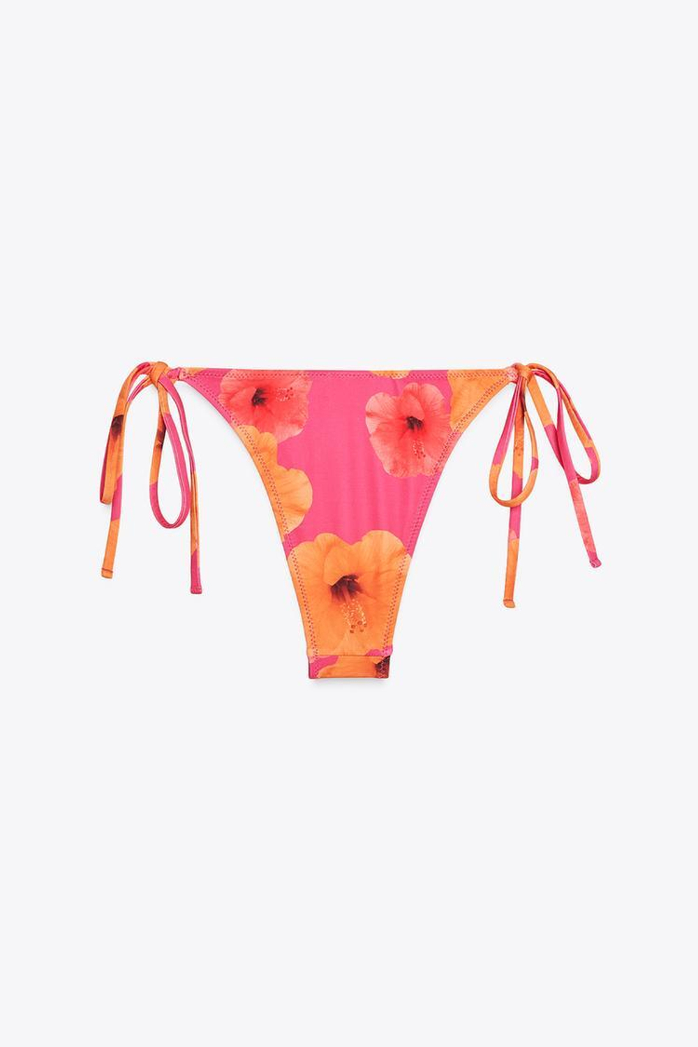 ZARA ПЛАВКИ БИКИНИ ИЗ ТКАНИ С ПРИНТОМ С ЗАВЯЗКАМИ, РОЗОВЫЙ