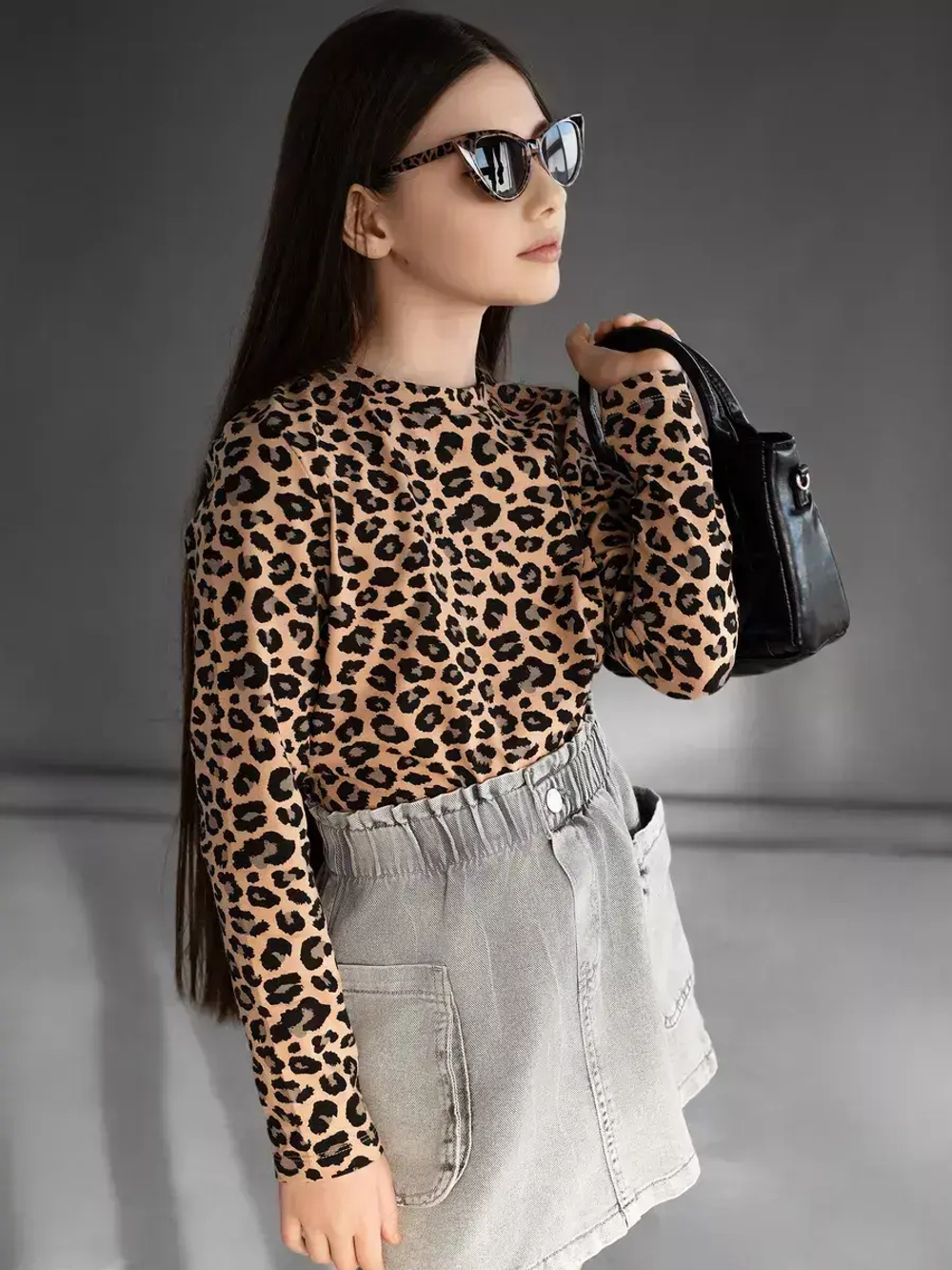 Леопардовый лонгслив детский