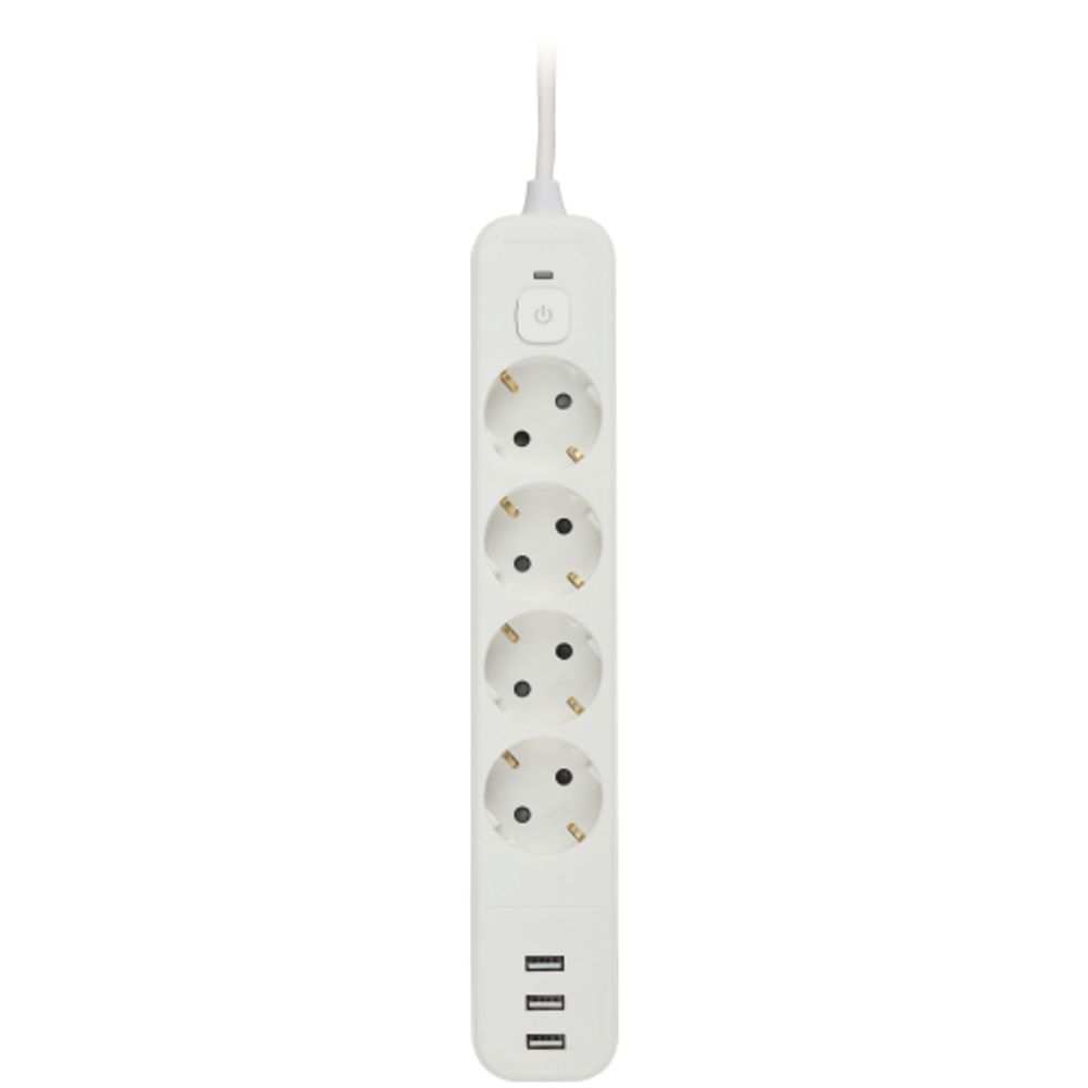 Сетевой фильтр ЭРА USF-4es-1,5m-3xUSBA-W с базовой защитой с заземлением с выключателем 4 розетки+3xUSBA 3,1A 1,5м 10А | Сетевые фильтры