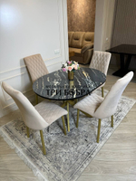 Круглый раздвижной стол "Луанда" и стулья "Бентли" бежевые