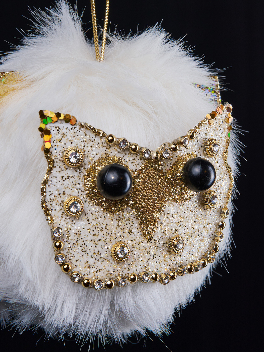 Елочная игрушка Сова 13х15см ChristmasDeLuxe кремовая с золотом