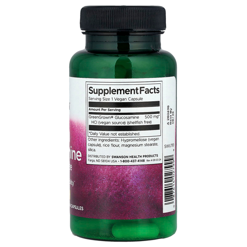 Swanson, Веганский глюкозамин, 500 мг, 90 веганских капсул