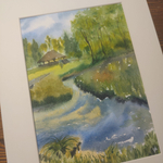 Картина акварельная авторская в паспарту 21х30 см на стену для интерьера "Белка"