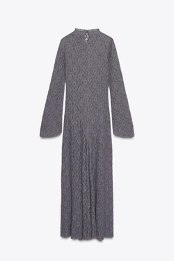 ZARA ПЛАТЬЕ ИЗ МЯГКОГО КРУЖЕВА, ТЕМНО-ЛИЛОВЫЙ