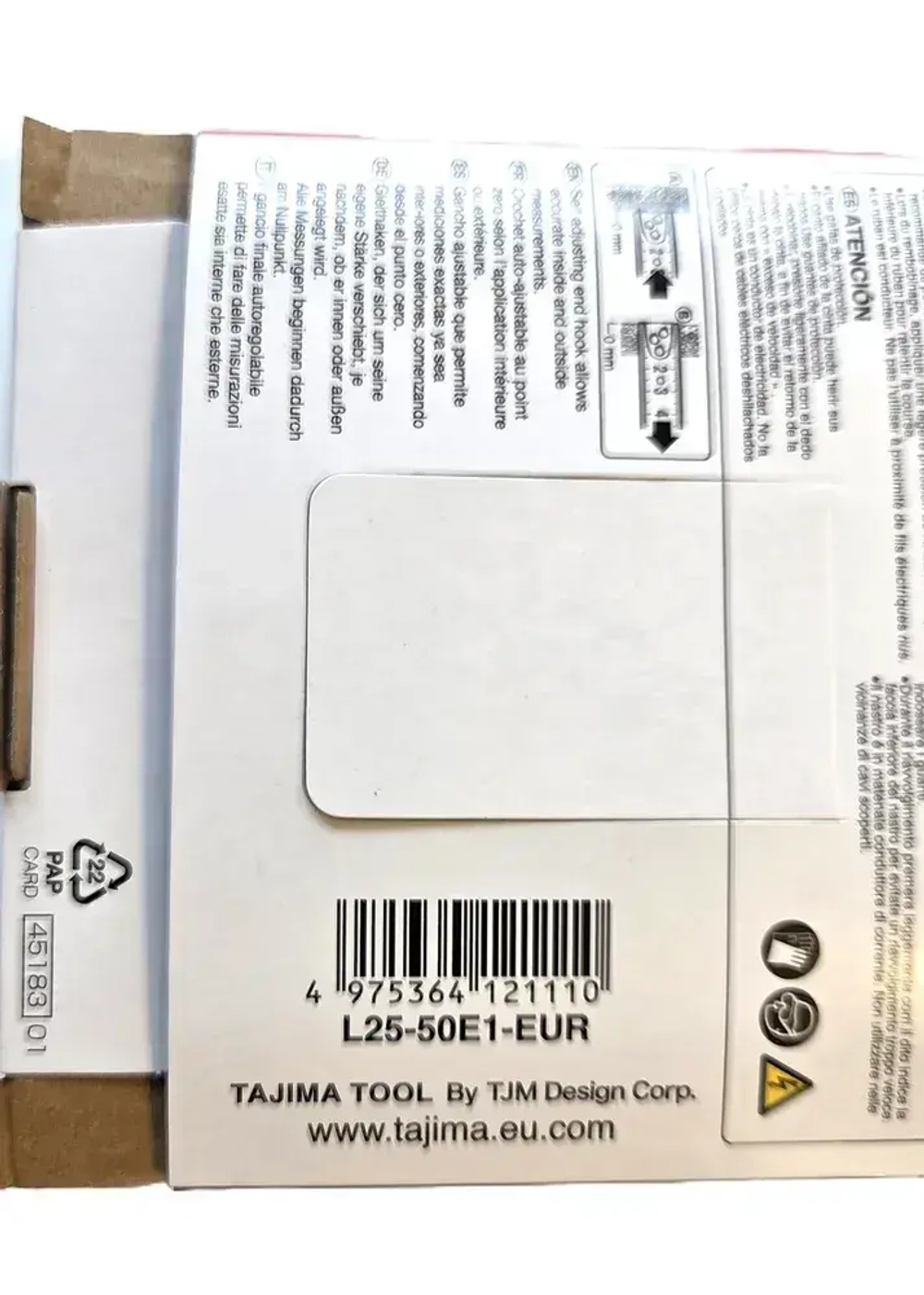 Рулетка TAJIMA Hi Lock Class1 (H1550MW) 5м/25мм (1-й класс точности)