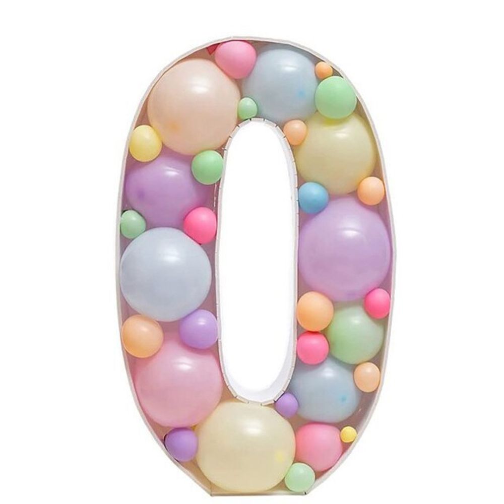 Каркас для аэромозаики Цифра 0, Белый, 100 см, 1 шт.