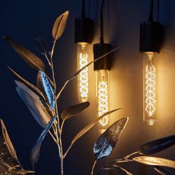 IL-V-L32A-60-GOLDEN-E27 CW01 Лампа накаливания Vintage. Форма цилиндр. длина 185 мм. Форма нити CW. Картон. ТМ Uniel