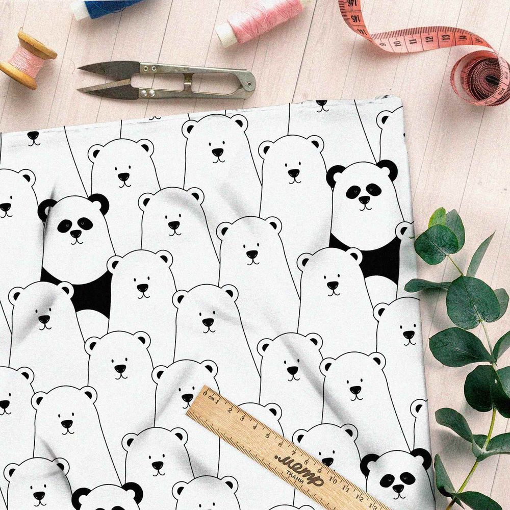 Ткань штапель толпа белых медведей