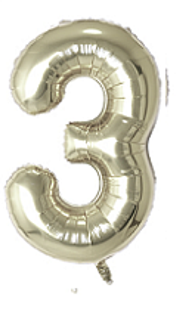 Шар ЦИФРА 3 40" белое золото/White gold /102 см/К (БГ-60)