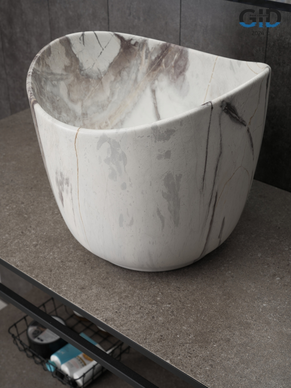 Раковина Gid Mnc9303 54479 накладная под камень матовая 36x36x32