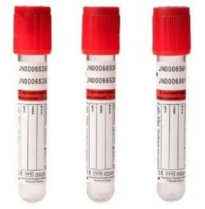 Пробирка вакуумная 6 мл без наполнителя 13x100 мм, цвет красный, 100 шт