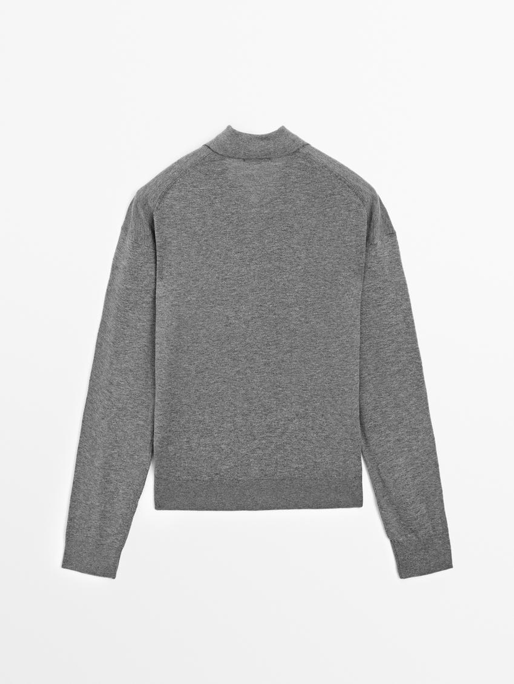 Massimo Dutti Свитер с воротником поло, серый