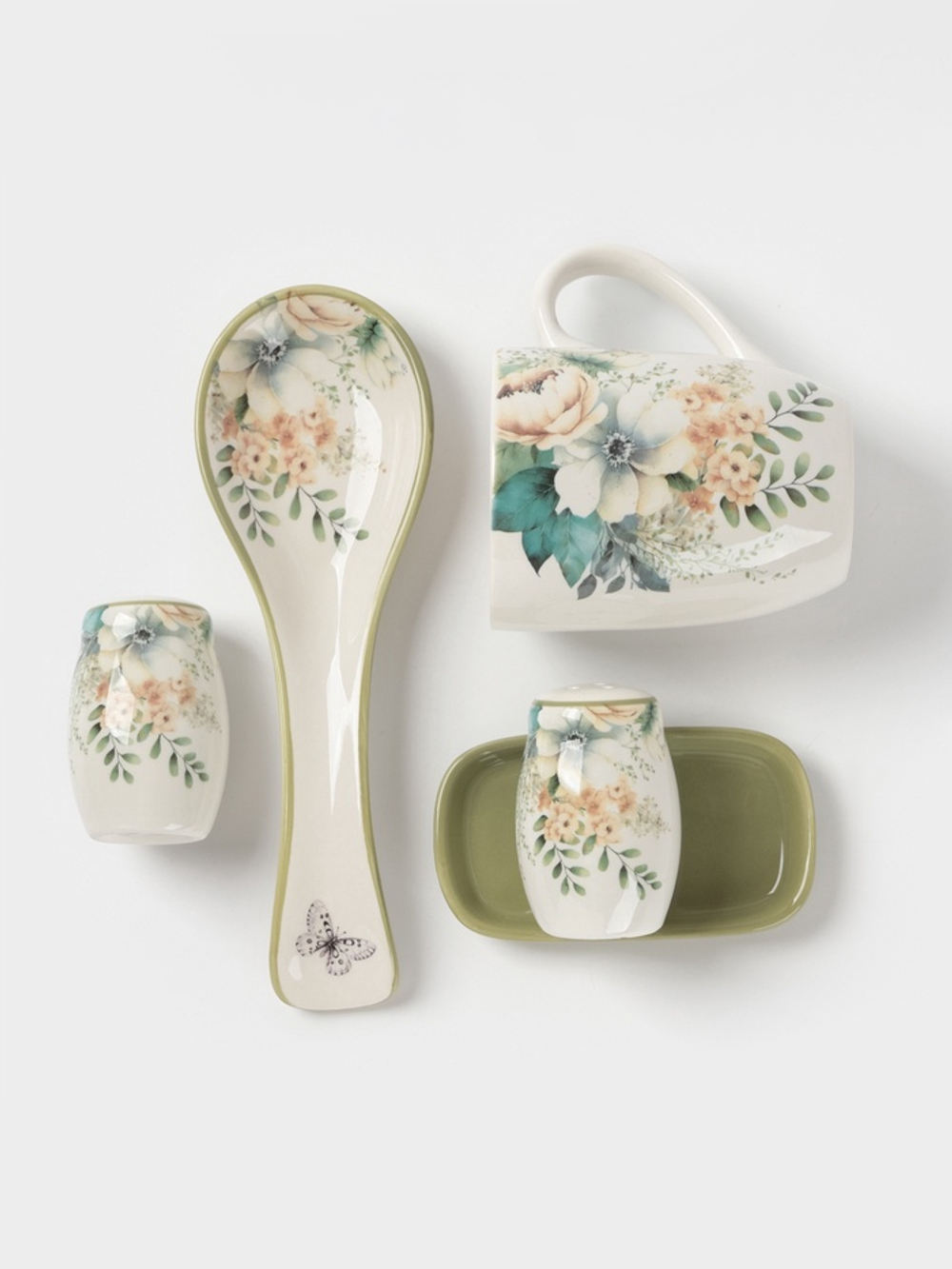 Чайная пара Доляна «Цветы», 2 предмета: чашка, 250 мл, блюдце d=15 см, фарфор, белая