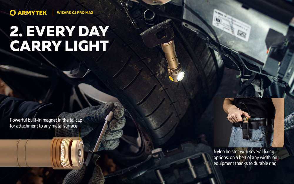 Мультифонарь ARMYTEK WIZARD C2 PRO MAGNET OLIVE WHITE, белый, F08701CO