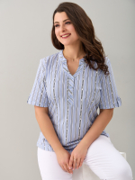 Блузка БЛ-122/голубой-полоскабуквы