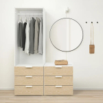Шкаф с 1 дверцей и 6 ящиками - IKEA PLATSA/ПЛАТСА ИКЕА, 56,8х181,1х120 см, белый/бежевый