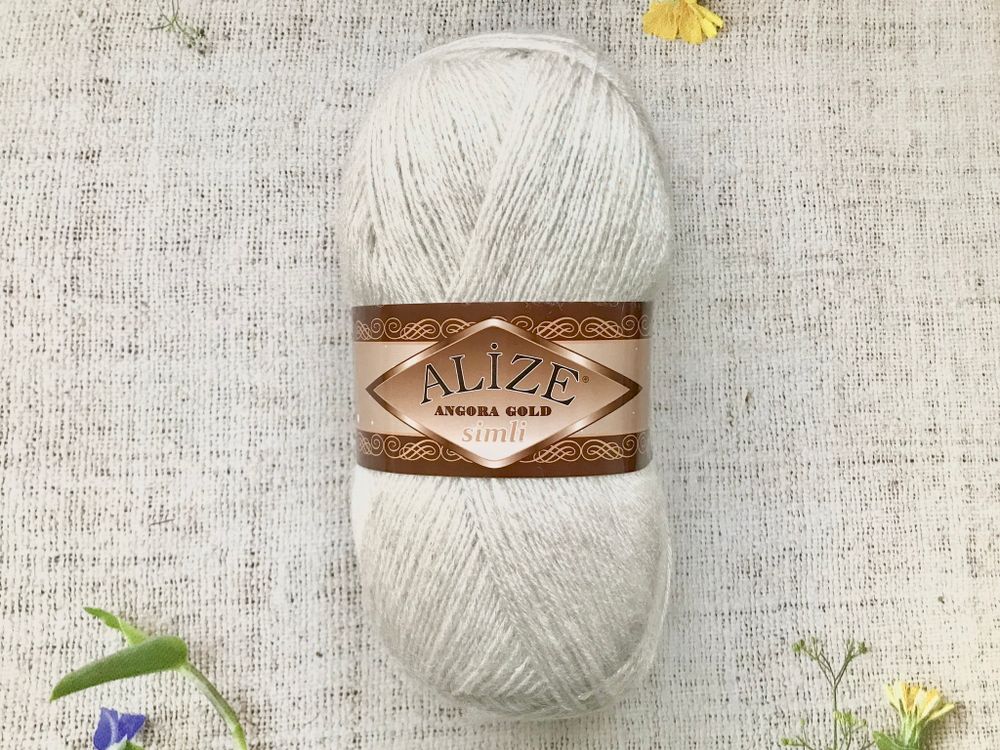 Пряжа ALIZE &quot;Angora Gold Simli&quot;. 599 слоновая кость