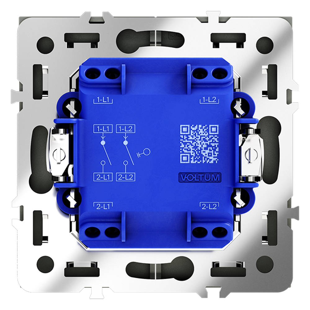 Выключатель встраиваемый VOLTUM S70 двухклавишный 10А, (титан)