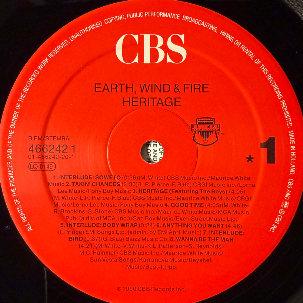 Earth, Wind & Fire ‎– Heritage (Голландия 1990г.) Т