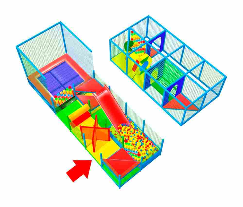 Детский уличный игровой лабиринт с крышей «ДжунглиЛэнд» 7,38×2,46×3,1 м