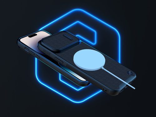 Чехол для iPhone 14 Pro Max, от Nillkin, серия Textured Case S Magnetic Case, c поддержкой беспроводной зарядки MagSafe и полуавтоматический механизм сдвижной шторки