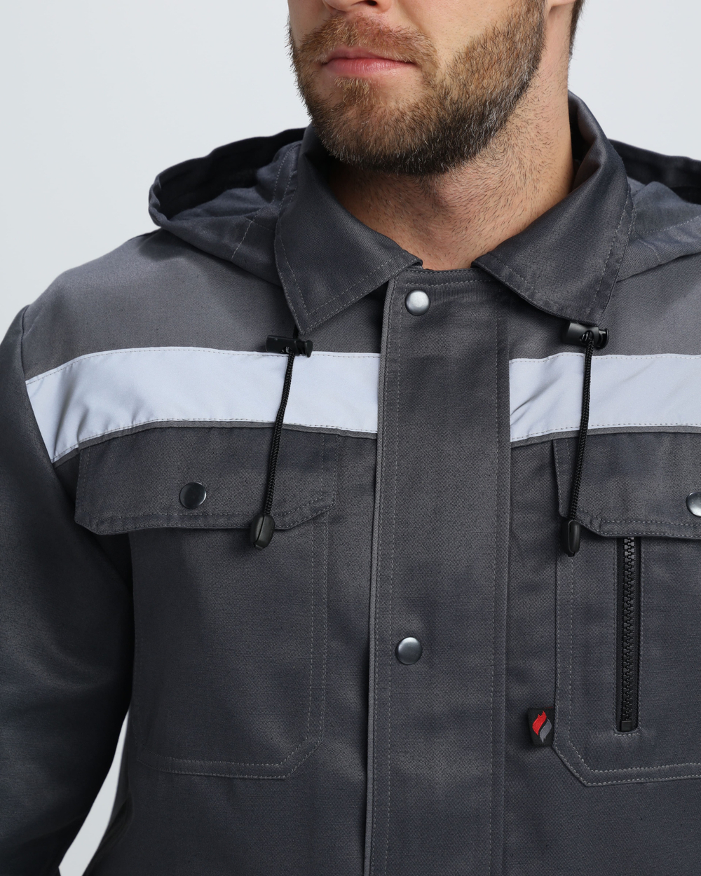 Костюм Нейч-2 СОП с капюшоном К. (тк.Смесовая,210) п/к, т.серый/св.серый