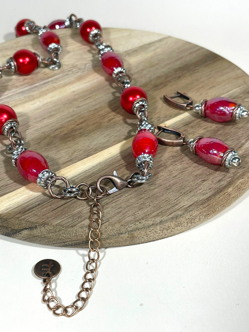 Комплект колье и серьги муранское стекло