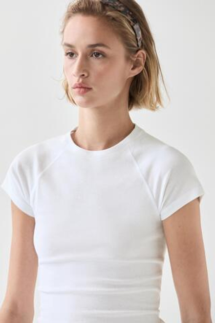 Massimo Dutti Футболка-реглан с коротким рукавом, белый