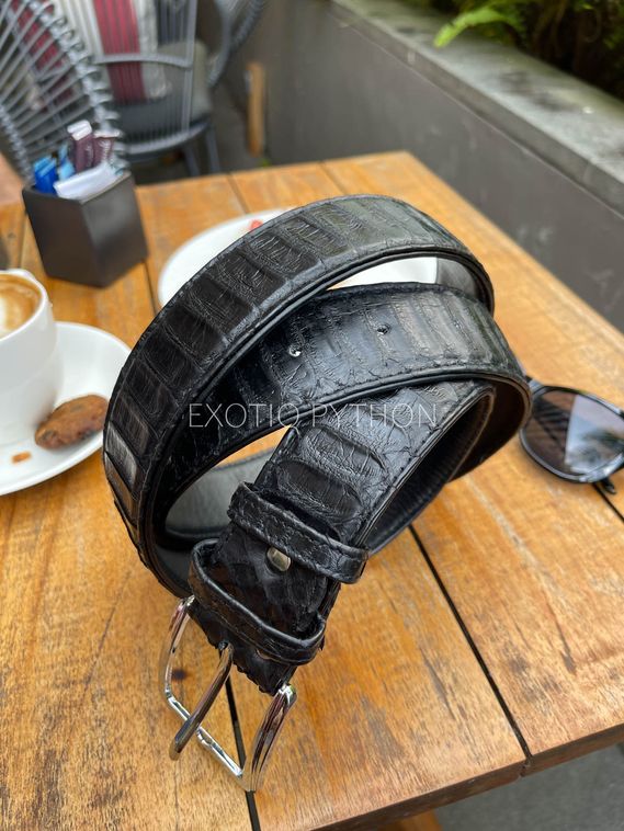 Ремень из кожи питона черного цвета AC-102