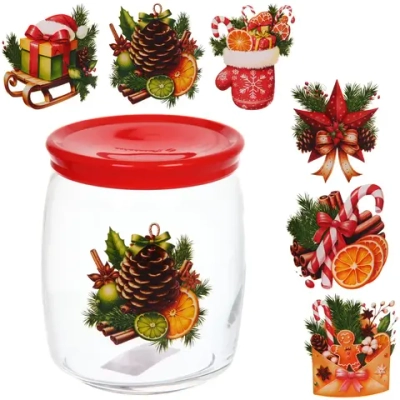 Банка для сыпучих продуктов 920мл «Зимняя фантазия» 6 видов