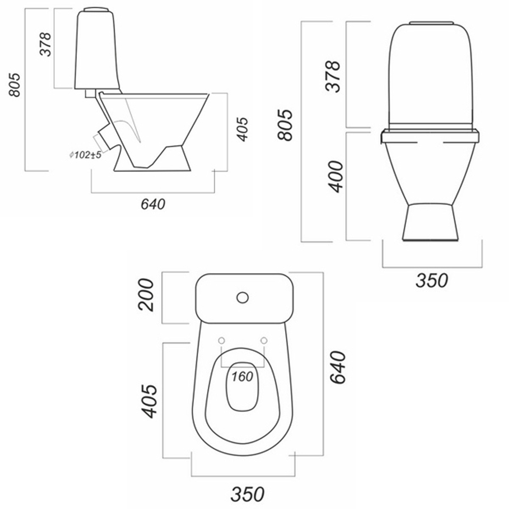 Унитаз-компакт "Самарский" эконом/СТАНДАРТ (кос, нижн, арм.Уклад/Инкоэр, сид.полипропилен) (Sanita)