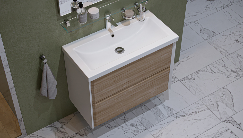 Тумба подвесная VELVEX Gesso 80.2Y белый дуб сонома
