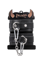 Наручники-браслеты мини со скруглёнными углами натуральная кожа чёрные