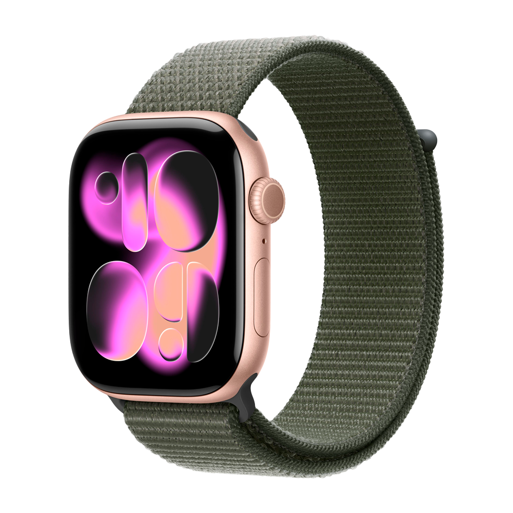 Умные часы Apple Watch Series 11 GPS, 46mm, Rose Gold Aluminium Case with Forest Sport Loop