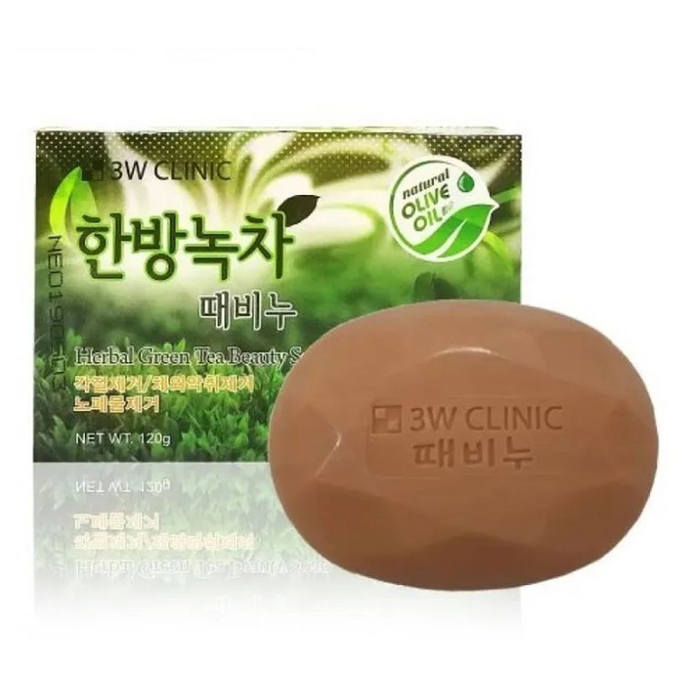 Мыло 3W Clinic Herbal Green Tea Beauty Soap Зеленый чай 120 г