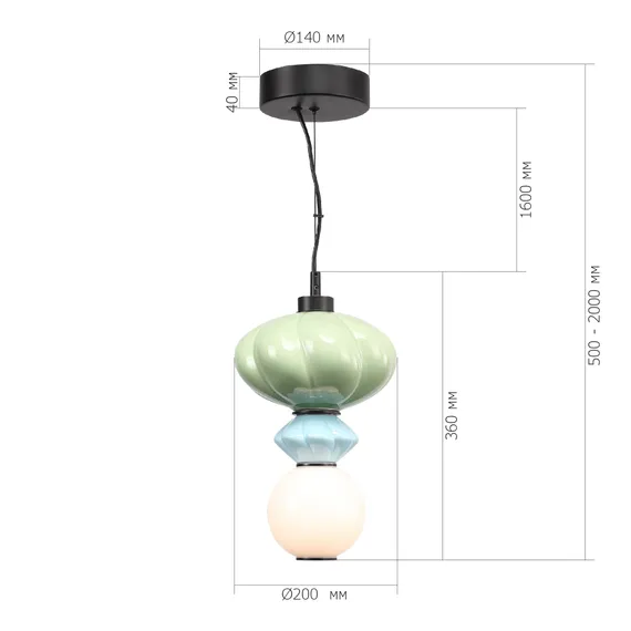 SL6134.403.01 Светильник подвесной ST-Luce черный/зелёный, синий, опаловый LED 1*8W 3000K FLORENTINI