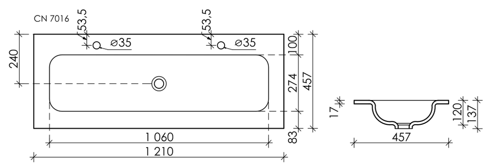 Раковина Ceramica Nova Grace 120 см CN7016MB матовый черный
