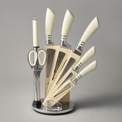 НАБОР НОЖЕЙ AGNESS С НОЖНИЦАМИ И МУСАТОМ НА ПЛАСТИКОВОЙ ПОДСТАВКЕ, 8 ПРЕДМЕТОВ (КОР=6НАБОР.)