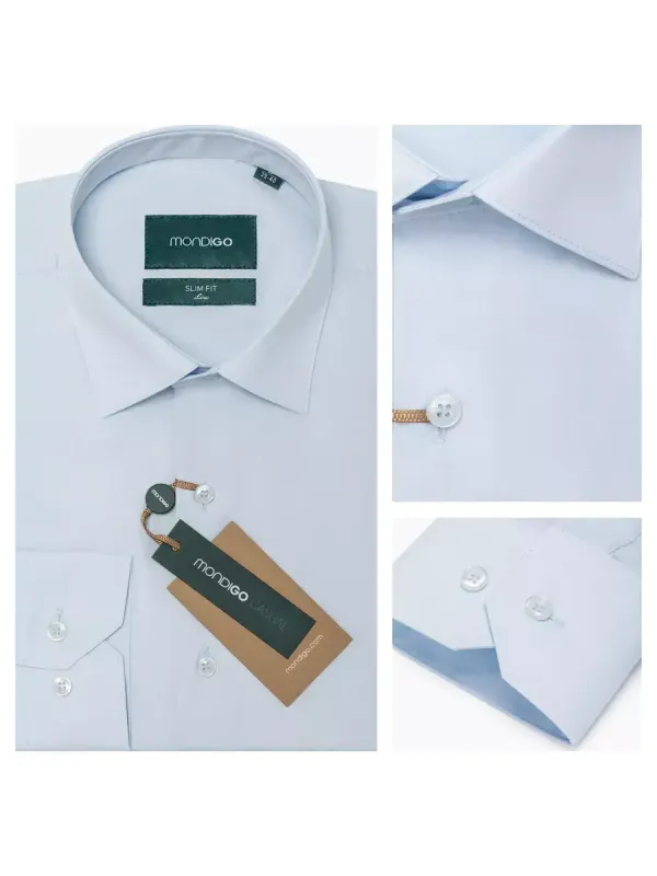 Рубашка на невысокий рост LOW SLIM FIT с длинным рукавом, светло-голубая