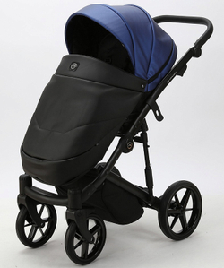 Детская коляска Adamex Mobi Deluxe 2 в 1 M-SD13 (СИНИЙ ПЕРЛ+ЧЕРНАЯ КОЖА)